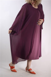 שמלת שיפון חדשה בסגול- XL